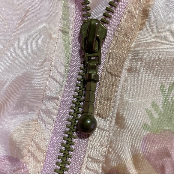 Vintage EVR Div Rousso Apparel Silk Pastel Floral WindBreaker Jacket, Sz Medium - Picture 5 of 13